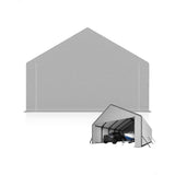 Garvee Carport Door Panel for 13 FT Wide Shelters, Heavy-Duty PE Tarp Enclosure with Zippered Opening, Ball Bungees, Waterproof UV-Resistant Gray Design
