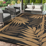 Garvee Modern Outdoor Black Brown Plastic Rug - Heavy Duty, Waterproof, Reversible Mat for Patio, Garden, Poolside, Deck, Backyard - Easy Clean, UV Resistant, 9x18ft - Black & Brown