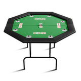Garvee 47" Octagonal Poker Table, Foldable Casino-Style Game Table with Padded Rail & 8 Built-in Cup Holders, Portable Folding Card Table for 8 Players - Green & Black - 8 Stainless Steel Cup-Green