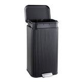 Garvee Black Stainless Steel Step Trash Can 30L – Soft-Close Lid, Fluted Removable Inner Bucket, Fingerprint-Proof, Rectangular Pedal Bin for Kitchen, Office, Bathroom – 35×29×61.5cm (30L Black 35*29*61.5cm) - Black, Fluted