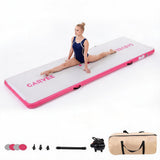 Garvee 16.4ft Inflatable Gymnastics Air Track Mat with Electric Air Pump, 4-Inch Thick Extra Long Tumbling Mat for Home Gym, Kids Training, 100% Waterproof Floating Pool Mat with Storage Bag - Pink - Pink