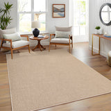 Garvee 6' × 9' Solid Color Area Rug, Soft Washable Woven Polyester Carpet for Living Room, Bedroom and Dining Room, Sand Beige - Sand Beige