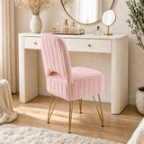 Garvee Vanity Stool Chair with Backrest, Square Ottoman with Hidden Storage Compartment, Soft Faux Fur Fabric, 280 Lbs Weight Capacity, Modern Style for Bedroom Living Room,Pink,Small - Pink Rabbit Fabric
