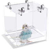 Garvee Large Transparent Acrylic Bird Bath Box – Hanging Leak-Proof Water Tub with Hook – Bird Cage Accessory for Parrot, Cockatiel, Parakeet – Large Size - 