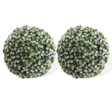 Garvee 22" Artificial Topiary Rose Balls Set of 2 Hanging Grass Ball for Home Decor Indoor Outdoor, White - White