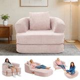 Garvee Folding Sofa Bed with Backrest & Handle, 3-in-1 Convertible Bean Bag Chair to Floor Sofa Lounger, Boneless Fold Out Couch Bed with Handle Comfy Fold Out Couch for Bedroom and Living Room, Pink - Pink