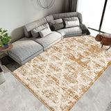 Garvee 5' x 7' Vintage Distressed Damask Area Rug, Washable Non-Slip Soft Low-Pile Rug for Living Room & Bedroom, Beige Yellow - Beige Yellow