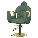 Garvee Professional Hydraulic Reclining Barber Salon Chair - Adjustable Height, 360° Swivel, Memory Foam PU Leather, Heavy Duty Pump, Headrest & Footrest, Modern Entryway Storage Furniture for Home & Spa - Green Electroplated Gold - Green & Gold