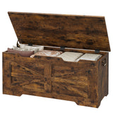 Garvee Storage Chest, 39.4" Wooden Storage Bench with Safety Hinge, Flip Top Blanket Chest Trunks, Supports 350 Lb, for Entryway, Living Room, Bedroom, Rustic Brown - Rustic Brown