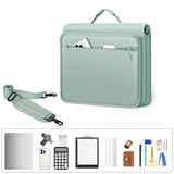 Garvee Oxford Fabric Zipper File Bag, 13.8x11.8x3.1 Inch Large Capacity Document Organizer, Expanding File Folder with Handle, for School Office Home, Green/Black/Pink - Green