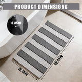 Garvee Quick Dry Non-Slip collapsible Diatomaceous Earth Bath Mat - Striped Gray Absorbent Stone Bathroom Rug, Compact & Eco-Friendly Accessory for Bathtub, Dark Gray + Light Gray, 39×60×0.9cm