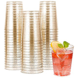 Garvee Elegant Glitter Gold Party Cups 10oz – 25 Pack Durable Hard Plastic Tumblers – Reusable & Disposable Drinkware for Wine, Whiskey, Cocktails, Beer, Soda, Juice – Perfect for Events, Weddings – Gold - Gold
