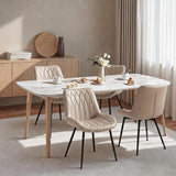 Garvee Modern Faux Leather Dining Chairs Set – Upholstered Cushion Seat, Curved Backrest, Sturdy Metal Legs, Perfect for Dining Room, Kitchen or Living Room, Khaki/Beige – 4pcs