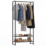 Garvee 2-in-1 Freestanding Clothes Rack with Shelves,Hanging Clothes, Portable Metal Clothing Rack for Hanging Clothes, Black Garment Rack Closet Organizer for Bedroom, Entryway, Dorm