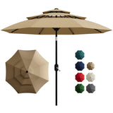Garvee 6.5x10 ft Rectangular Patio Umbrellas Outdoor Market Umbrella with Push Button Tilt and Crank, Rectangle Table Umbrellas 6 Sturdy Ribs UV Protection for Pool Garden Backyard Deck, Tan