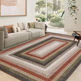 Garvee 3' × 5' Printed Farmhouse Bordered Area Rug, Washable Non-Slip Low-Pile Stain-Resistant Rug for Living Room, Bedroom & Dining Room, Crimson/Earthy - Crimson/Earthy