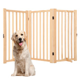 Garvee Wooden Freestanding Dog Gate, Collapsible Pet Gate with Support Feet, Indoor Dog Fence for The House,Doorways, Stairs，Expandable Pet Fence -3 Panel H:36” - Wood