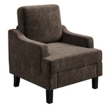 Garvee Chenille Mid Century Modern Accent Chair, Wood & Iron Frame Armchair with 330lb Capacity for Living Room Bedroom,Brown - Dark Brown