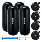 Garvee 10" x 28" HTM Boat Fender Set – 4-Pack Inflatable Center Hole Marine Boat Bumpers with Hand Pump and Storage Bag, Heavy-Duty PVC Dock Protection Guards for Yachts and Sailboats (Black) - Black