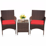 Garvee Patio Porch Furniture Sets 3 Pieces PE Rattan Wicker Chairs with Table Outdoor Garden Furniture Sets - Brown / Orange