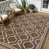 Garvee 8x10 Outdoor Rug Waterproof for Patio, Foldable Reversible Plastic Straw Area Rug for Camping, RV, Balcony, Deck, Picnic, Beach, Blue & White - Brown & Beige
