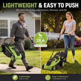 Garvee Electric Push Lawn Mower for Small & Medium Yards, 17 in 40V Cordless Mower with 6 Cutting Heights, 2-in-1 Mulching and 40L Grass Bag