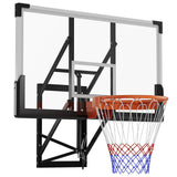 Garvee 54-Inch Wall-Mounted Basketball Backboard System – Hand-Crank Height Adjustable 2mm Shatterproof Polycarbonate Panel with Heavy-Duty Breakaway Rim for Driveway Garage (Clear/Black) - Black/White
