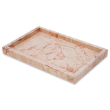 Garvee Luxury Pink Marble Vanity Tray – Natural Stone Jewelry & Perfume Organizer – Rose Gold Accent – Modern Decorative Storage for Bathroom Countertop – luxury brand Pink, 30x20x3cm - Bulgari Pink
