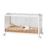 Garvee Large Hamster Cage, 3-Tier Gerbil Cages with Running Wheel, Water Bottle, Food Bowl, Ramps, Portable Hamster House with 7" Deep Glass Bottom for Syrian, Hamster, Gerbils (White) - White