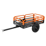 Garvee 15 Cu Ft Tow-Behind Dump Cart, 1500 lb Heavy Duty Steel Garden Utility Trailer for Lawn Tractor, ATV & UTV, Orange - Orange
