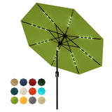 Garvee 10 FT Patio Umbrella with Solar Lights, Outdoor Table Umbrella with 8 Durable Ribs, Tilt & Crank Mechanism, Waterproof & UV Protection for Garden, Backyard, Poolside, Green - Green