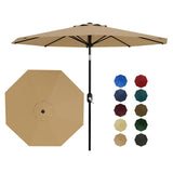 Garvee 10ft 3-Tier Solar Patio Umbrella, Outdoor Market Sun Shade for Backyard, Deck, Poolside w/ 24 LED Lights, Tilt Adjustment, Easy Crank, 8 Ribs - Tan