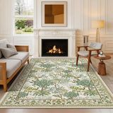 Garvee 9' × 12' Mushroom Forest Area Rug, Washable Polyester Carpet with Non-Slip Backing for Living Room, Bedroom and Dining Room, Camel - Camel