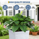Garvee Self-Watering Tall Planters for Patio & Porch, 2-Pack 16 in White Plastic Flower Pots with Water Level Gauge and Drainage Holes