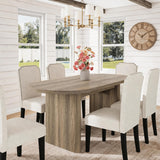 Garvee Farmhouse Dining Table Set 63" Oval – Solid Pear Wood Table & 4 Upholstered Chairs – 5-Piece Heavy-Duty Dining Room Furniture – Great for Family Gatherings & Meals – 1600 oval dining table pear wood original + beige dining chairs 4PCS - Rustic Pear+Beige
