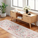 Garvee 2' x 6' Blush Pink Vintage Mandala Floral Runner Rug, Washable Polyester Non-Slip Low-Pile Carpet for Hallway, Kitchen, Entryway and Bedroom - Pink