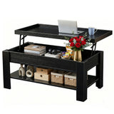 Garvee Lift-Top Coffee Table for Living Room – Large Hidden Storage Compartment & Shelf – Modern Wooden Center Table – Space-Saving, Ideal for Small Apartments, Office Reception – Black - Black