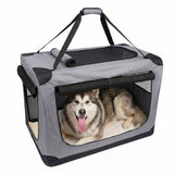 Garvee 41.7" Soft Dog Crate for Car, Foldable Dog Travel Kennel with Soft Pad & Metal Frame, 3-Door Entry, Portable Pet Carrier for Indoor Outdoor Car Use - Gray