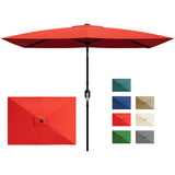 Garvee 10' x 6.5' Rectangular Patio Umbrella – 6 Sturdy Ribs Outdoor Sun Shade Parasol with Crank & Push Button Tilt, UV Protection for Garden, Deck, Pool, Lawn – Red - Red