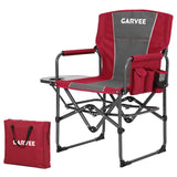 Garvee Portable Director’s Chair, Foldable Aluminum-Iron Frame Chair with Side Storage Pocket, 18.5-inch Seat Height, 400 lbsCapacity for Makeup, Camping, and Outdoor Events - Red & Gray