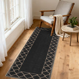 Garvee 2' x 6' Easy Jute Moroccan Border Runner Rug, Washable Non-Slip Indoor Outdoor Faux Jute Rug for Hallway, Kitchen, Patio & Entryway, Black/Coffee - Black/Coffee