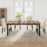 Garvee Industrial Dining Table Set with High Back Upholstered Chairs – 5-Piece, 78.7" Rectangular Table, Faux Linen Seats, Rubberwood Legs, Ergonomic, Heavy Duty, Classic, 78" 1+4 - Retro
