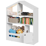 Garvee Kids Bookshelf, Toy Storage Organizer, Wooden Kids Bookcase with Motion Sensor Light, Dollhouse Bookcase for Playroom Bedroom Nursery Classroom - White