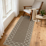 Garvee 2' x 6' Easy Jute Moroccan Border Runner Rug, Washable Non-Slip Indoor Outdoor Faux Jute Rug for Hallway, Kitchen, Patio & Entryway, Brown/Natural - Brown/Natural
