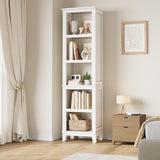 Garvee 71" Tall Farmhouse Bookcase – 5-Tier Adjustable Wooden Bookshelf, Space-Saving Office or Living Room Storage Cabinet, Modern Home Office Furniture, Easy Assembly, Vintage White - White