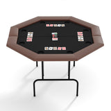 Garvee 47" Octagon Poker Table, Foldable Casino-Style Game Table with Padded Rail & 8 Stainless Steel Cup Holders, Portable Folding Card Table for 8 Players - Brown & Black - 8 Plastic Cup-Black
