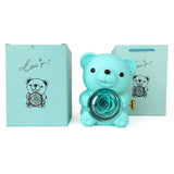 Garvee Blue Preserved Rose Bear Arrangement – Rotating Everlasting Flower Bear with Gift Box & Bag, Romantic Eternal Flower Home Decor, Distinctive Long-Lasting Gift for Women – Blue Eternal Flower Style