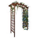 Garvee 85-Inch Wooden Garden Arbor Trellis, Fir Wood Arched Pergola for Climbing Plants, Wedding, Patio, Lawn & Backyard, Dark Brown, Arched Top - Dark Brown