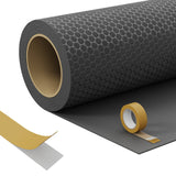 Garvee Heavy Duty Non-Slip Garage Floor Mat Roll, 7.5 x 20 FT Waterproof Coin Plate PVC, 1.5mm Thick, Double-Sided Tape, Easy Clean, Floor Protector for Car Parking, SUV, Workshop, Basement, Black - Black + Adhesive