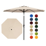 Garvee 10 ft Outdoor Patio Umbrella with 8 Sturdy Ribs, Crank Lift, Push-Button Tilt & UV-Resistant Waterproof Canopy for Garden, Deck, Pool & Yard, Beige - Light Beige